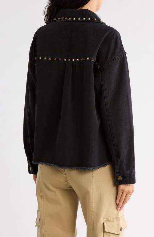 Vigoss Studded Trim Denim Shacket In Black