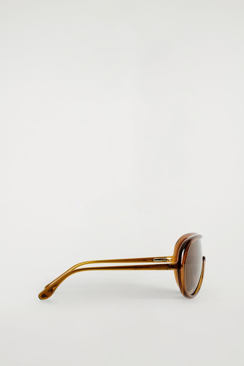 Oversized Aviator Sunglasses, Alternate, color, BROWN