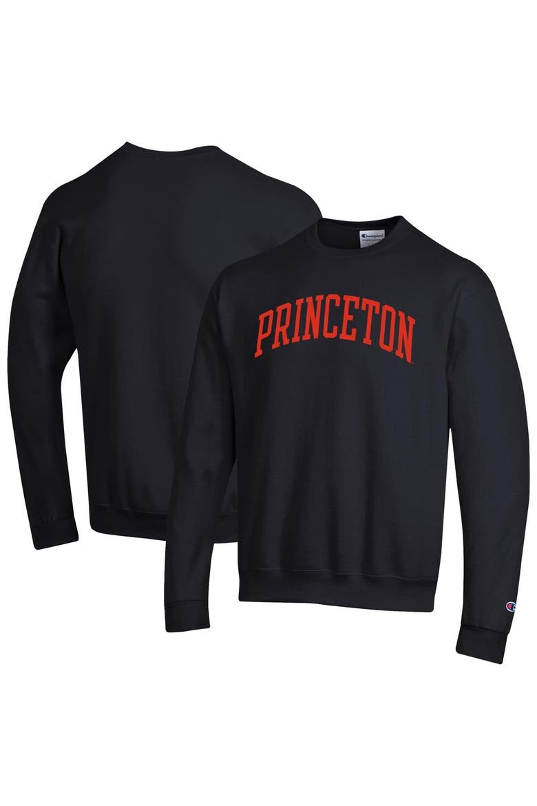 Men's Champion  Black Princeton Tigers Basic Arch Fleece Pullover Sweatshirt, Main, color, Black