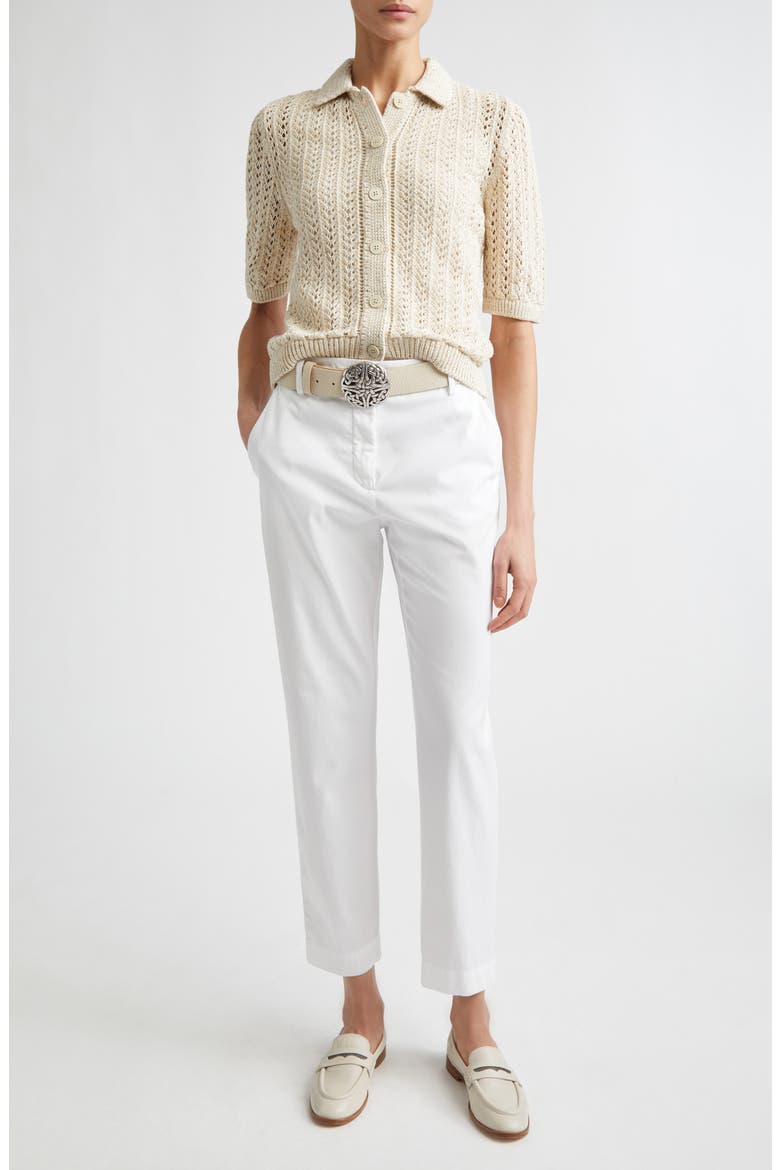 Open Stitch Cotton & Linen Blend Polo, Alternate, color, 00 IVORY