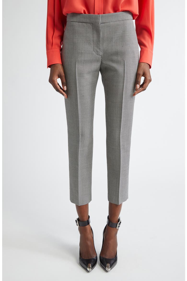 Houndstooth Check Wool & Mohair Trousers, Main, color, BLACK/ IVORY
