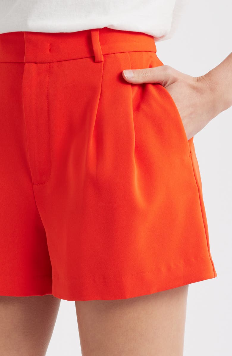 Madewell Easy Pleated Crepe Trouser Shorts, Alternate, color, Bright Flame