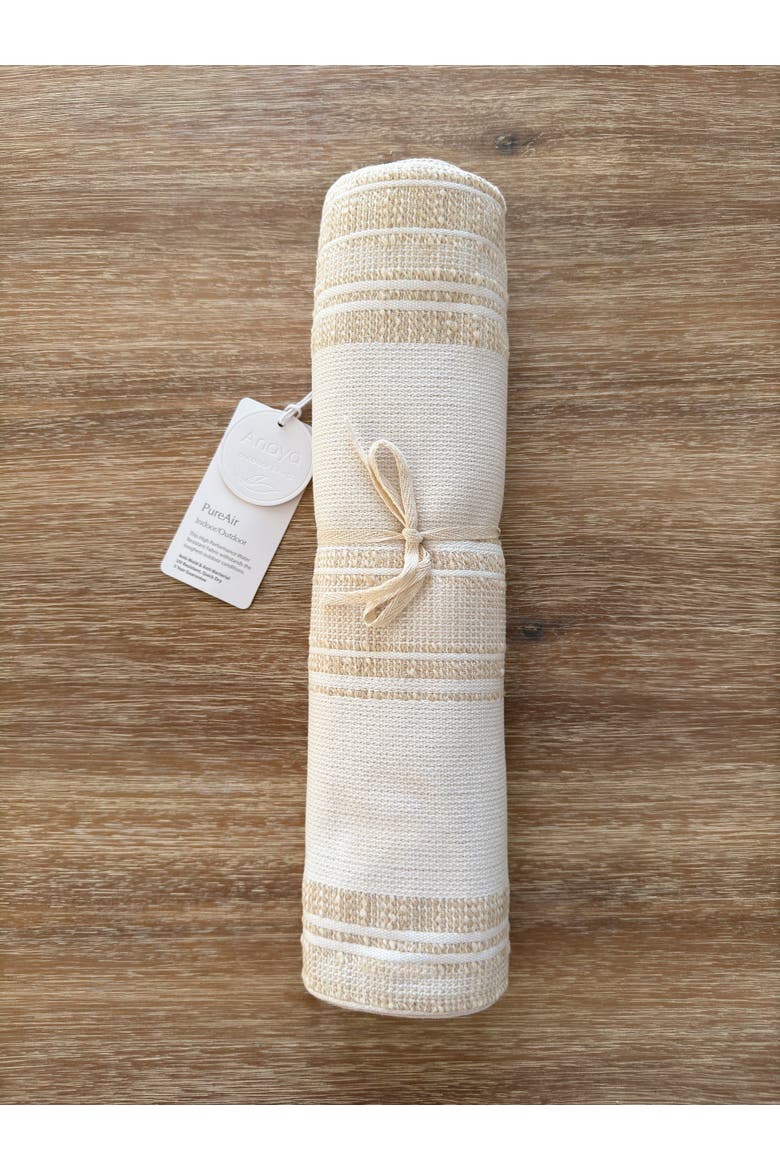 Beach Club Stripe Indoor Outdoor Table Runner, Alternate, color, Beige Stripe