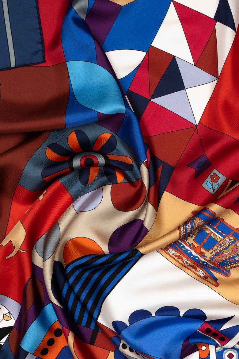 Parisian Carnival - Silk Foulard, Alternate, color, Red and Blue