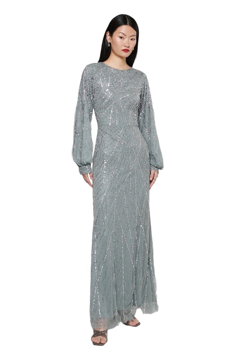 MARYISA Occasion Modest Embellished Sequin Beaded Boat Neck Evening Maxi, Main, color, 