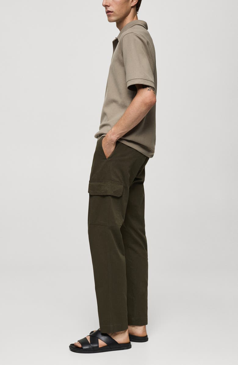 MANGO Straight Leg Twill Cargo Pants, Alternate, color, Khaki Green