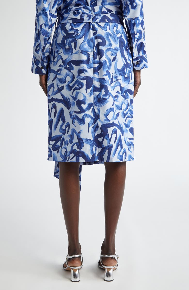 Dries Van Noten Solade Abstract Print Cotton Poplin Midi Skirt, Alternate, color, Blue