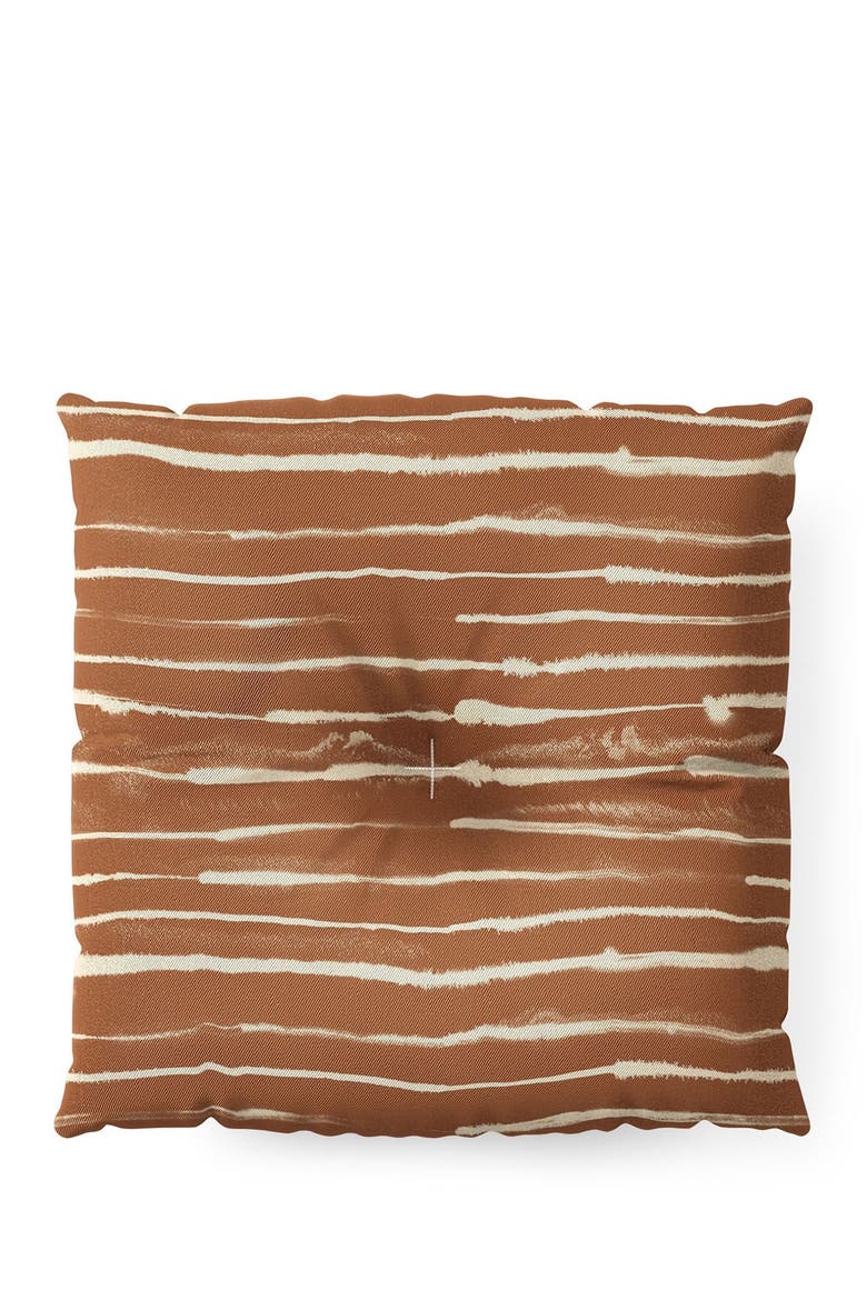 Ninola Design Ink Stripes Terracota Square Floor Pillow, Alternate, color, MULTI