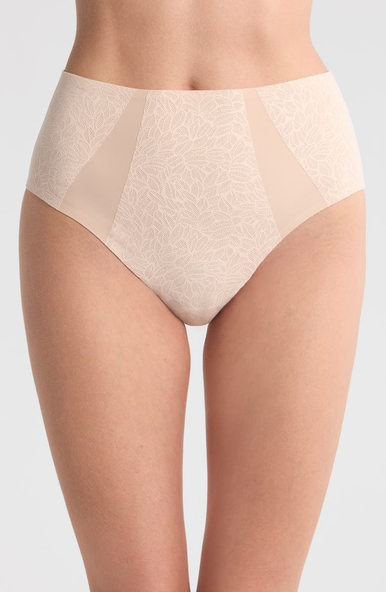 Chantelle Lingerie Pure Lace High Waist Support Briefs, Main, color, Beige Blush