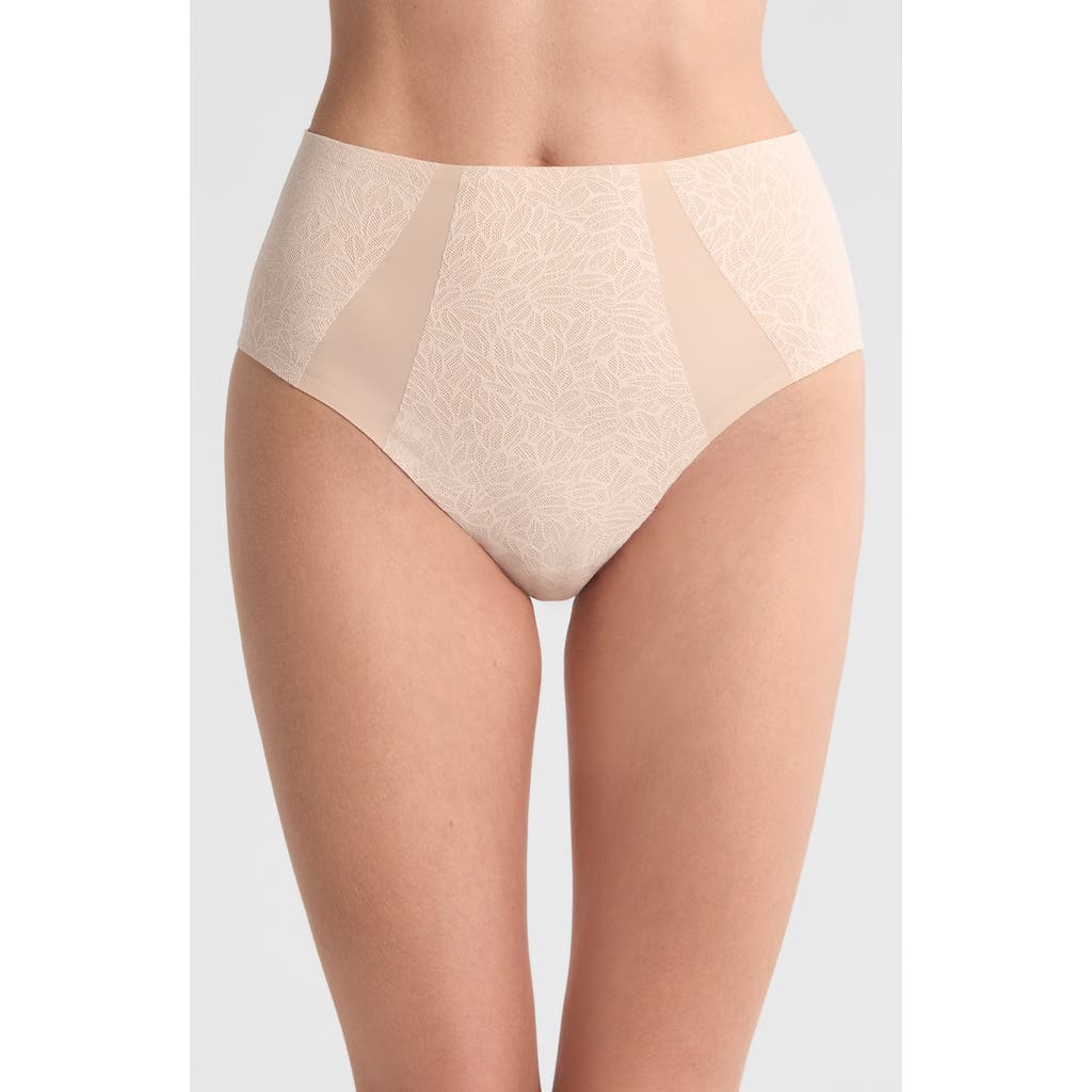 Shop Chantelle Lingerie Pure Lace High Waist Support Briefs In Beige Blush