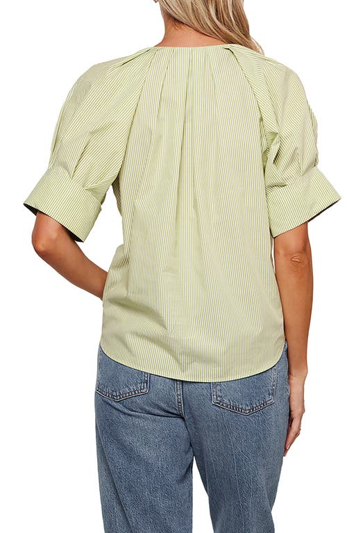 Matty M . Chloe Notch Collar Short Sleeve Top In Green