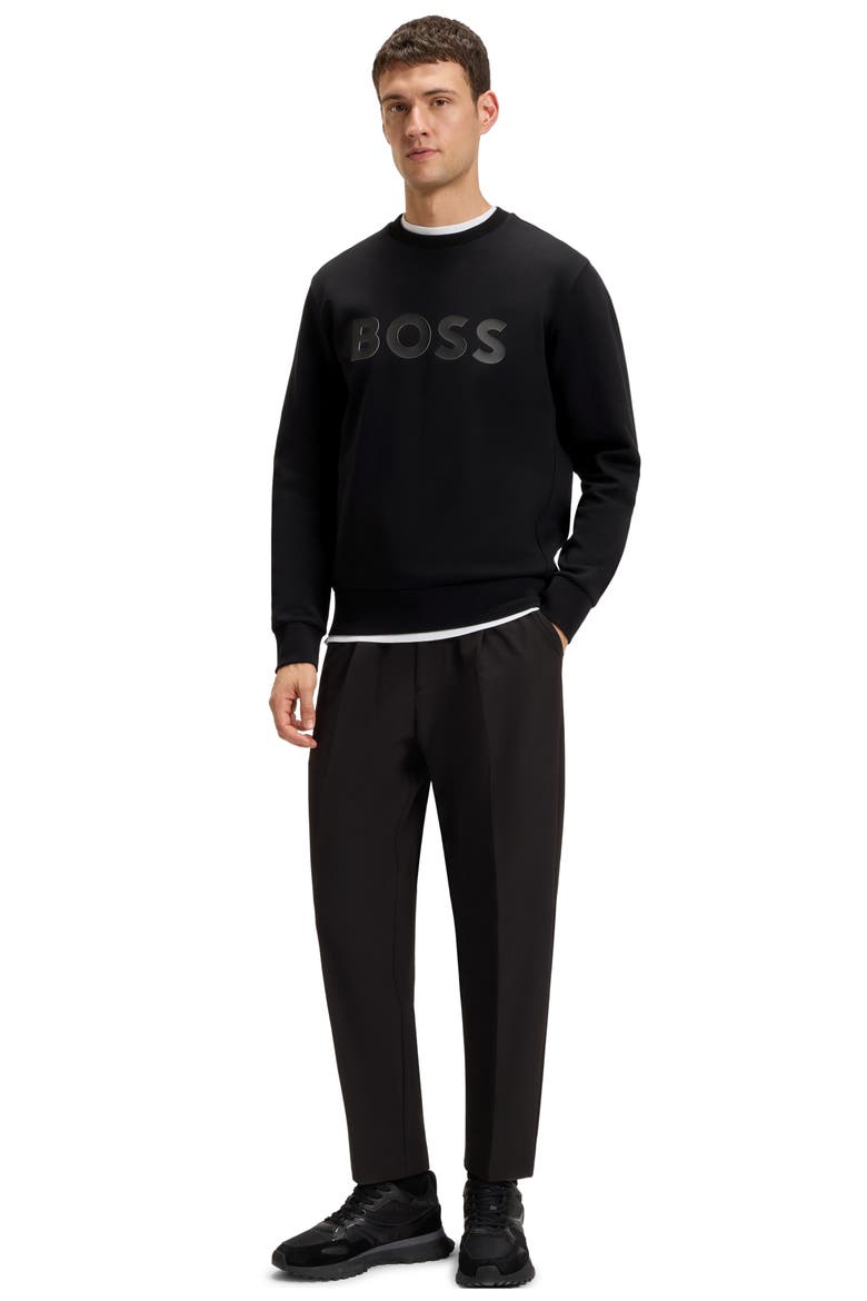 Salbo Tonal Logo Crewneck Sweatshirt, Alternate, color, BLACK