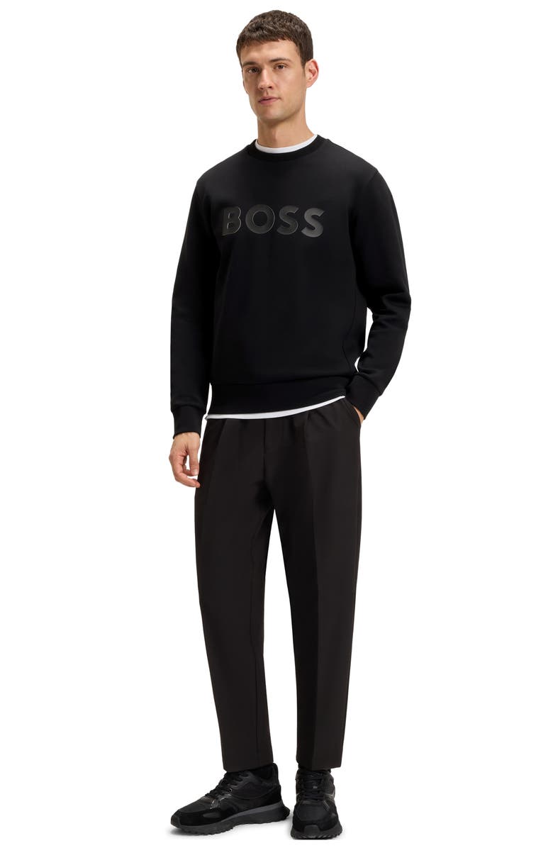 BOSS Salbo Tonal Logo Crewneck Sweatshirt, Alternate, color, Black