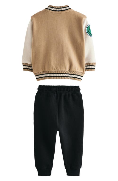 Next Kids' Varsity Jacket & Joggers Set In Khaki