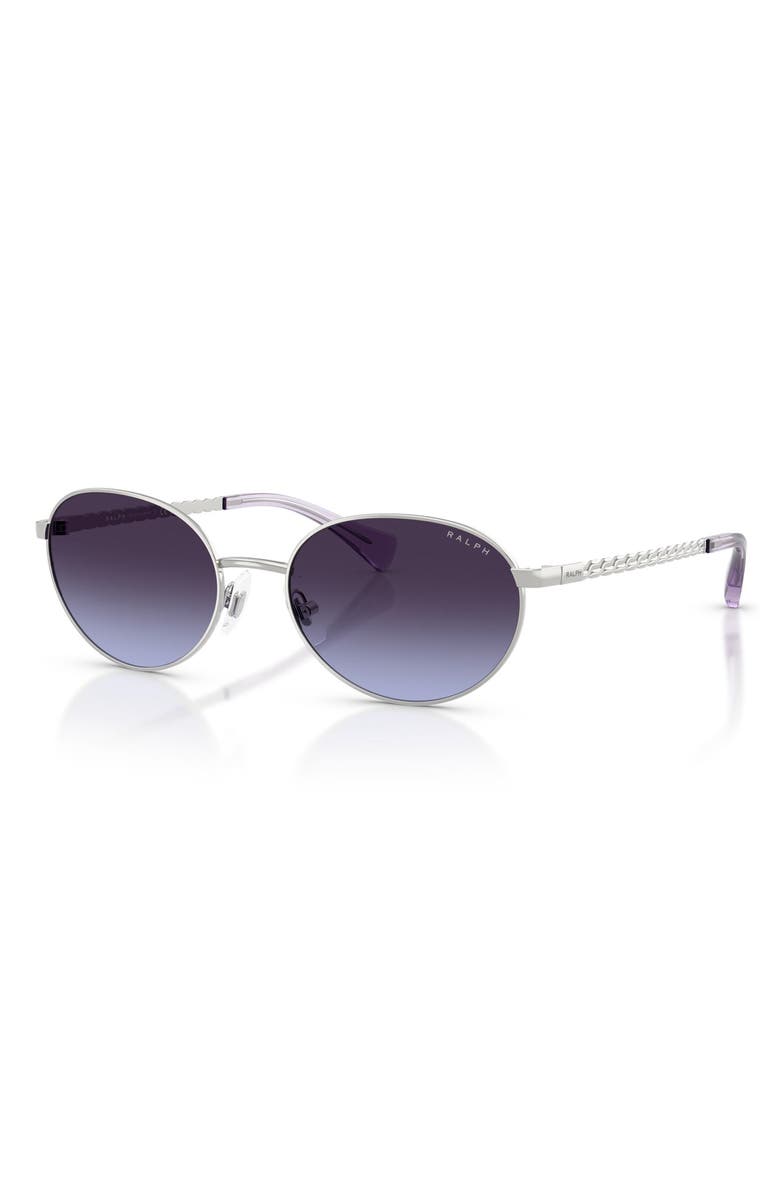 Ralph Lauren 55mm Oval Sunglasses, Alternate, color, Shiny Silver / Gradient Blu