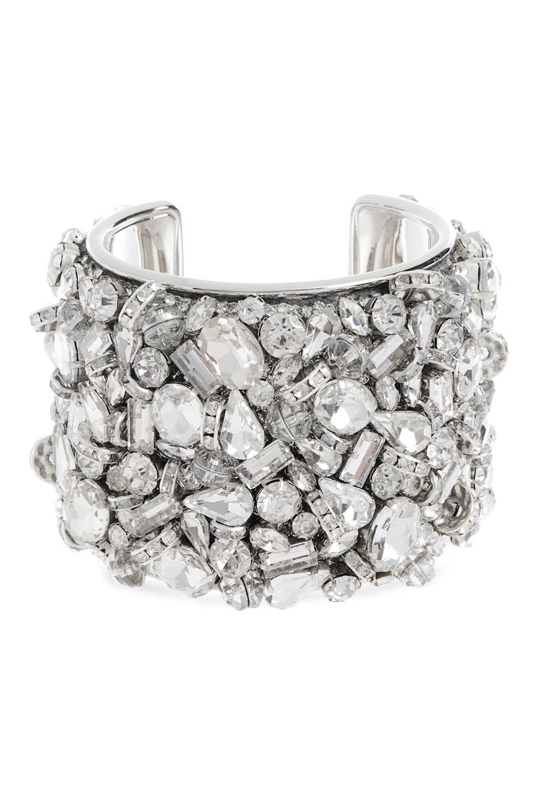 Ornamented Cuff Bracelet, Main, color, 952 SILVER
