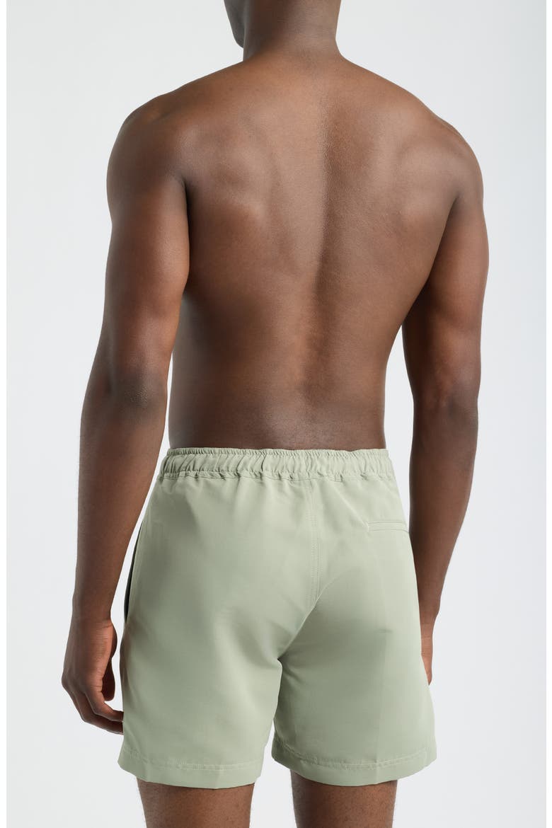 Oceano Solid Drawstring Swim Trunks, Alternate, color, SAGE