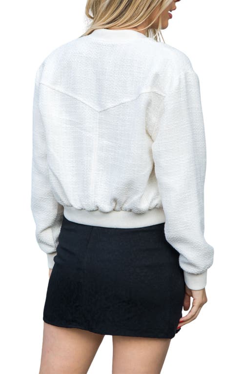 Stoosh Bouclé Bomber Jacket In White