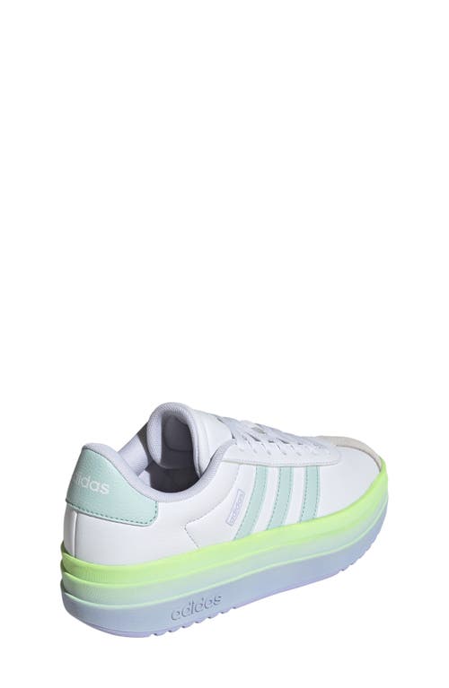 Adidas Originals Adidas Kids' Vl Court Bold Lifestyle Sneaker In White/mint/violet Tone