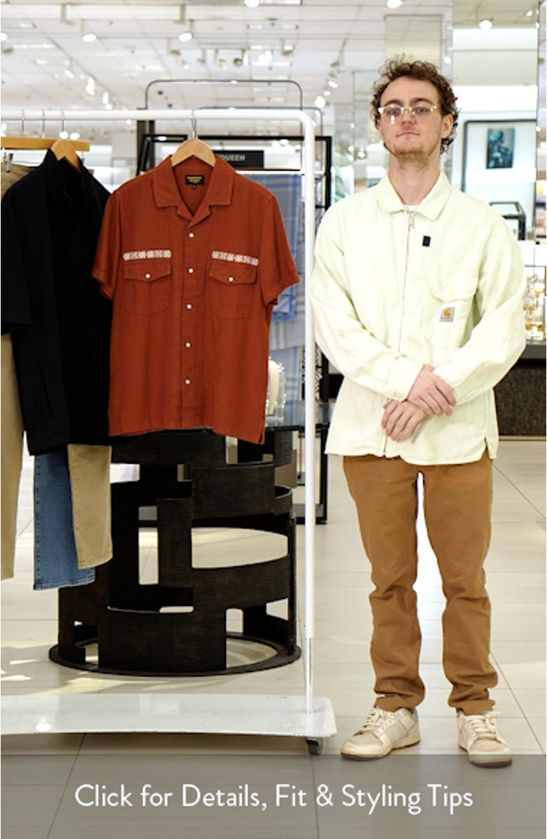 Whippersnapper Embroidered Short Sleeve Linen Blend Snap-Up Shirt, sales video thumbnail