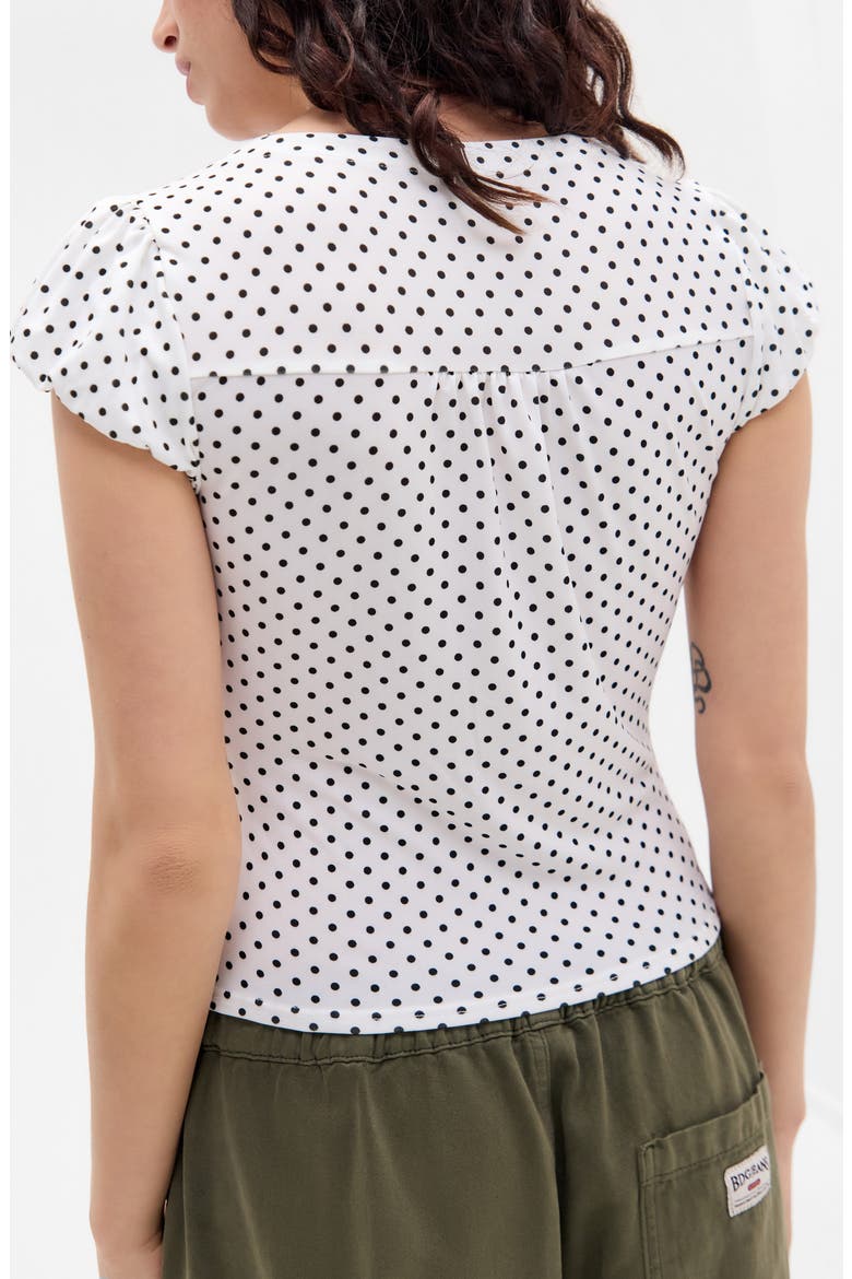 Penny Ruched Polka Dot Top, Alternate, color, WHITE