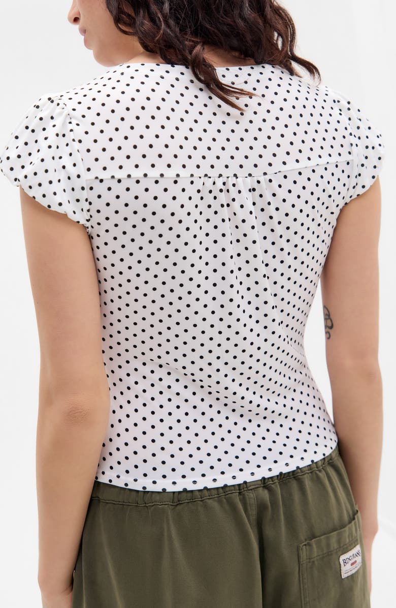BDG Urban Outfitters Penny Ruched Polka Dot Top, Alternate, color, White