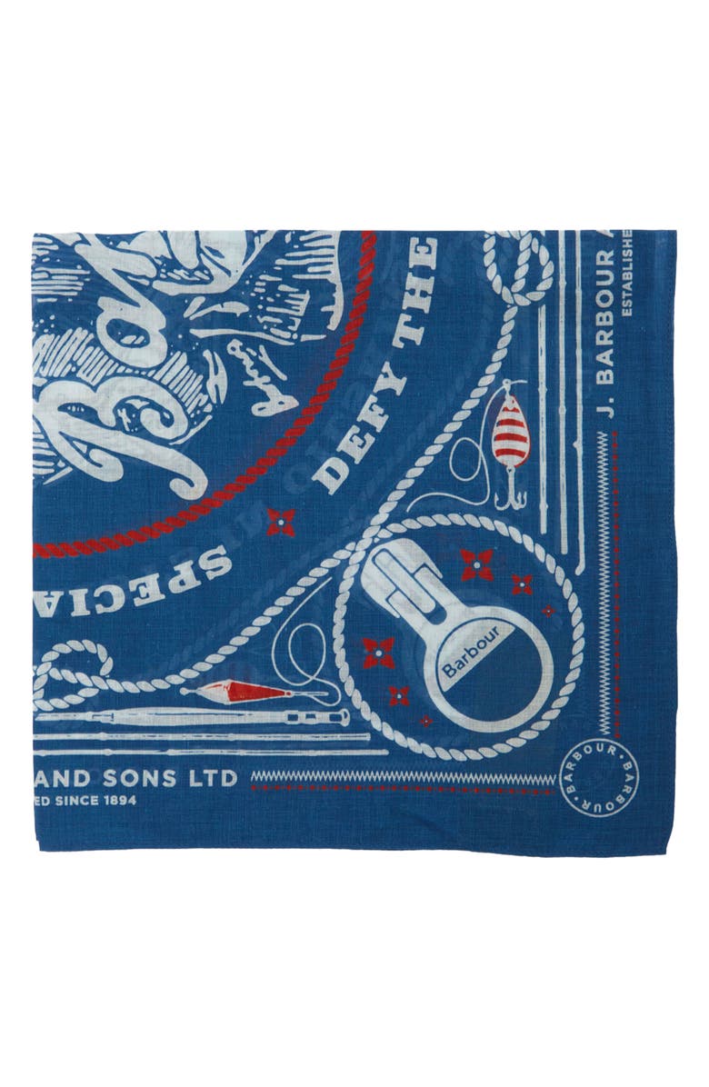 Barbour Heritage Print Cotton Bandana Scarf, Alternate, color, Sailboat Blue