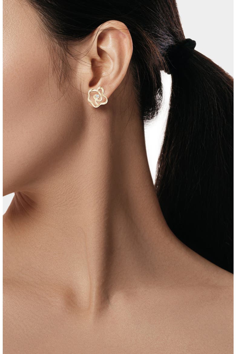 Natori Sakura Diamond Flower Stud Earrings, Alternate, color, YG