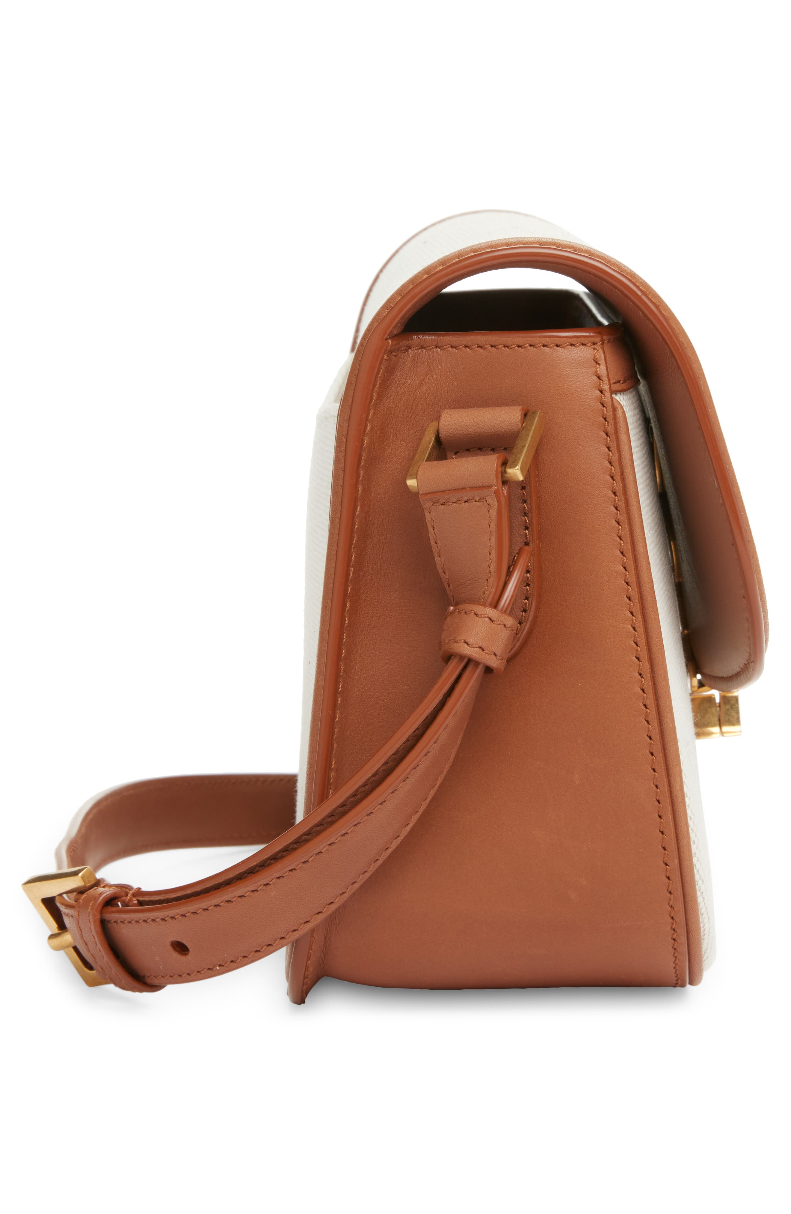 Saint Laurent Small Solferino Canvas Shoulder Bag, Alternate, color, Desert Dust/ Brick