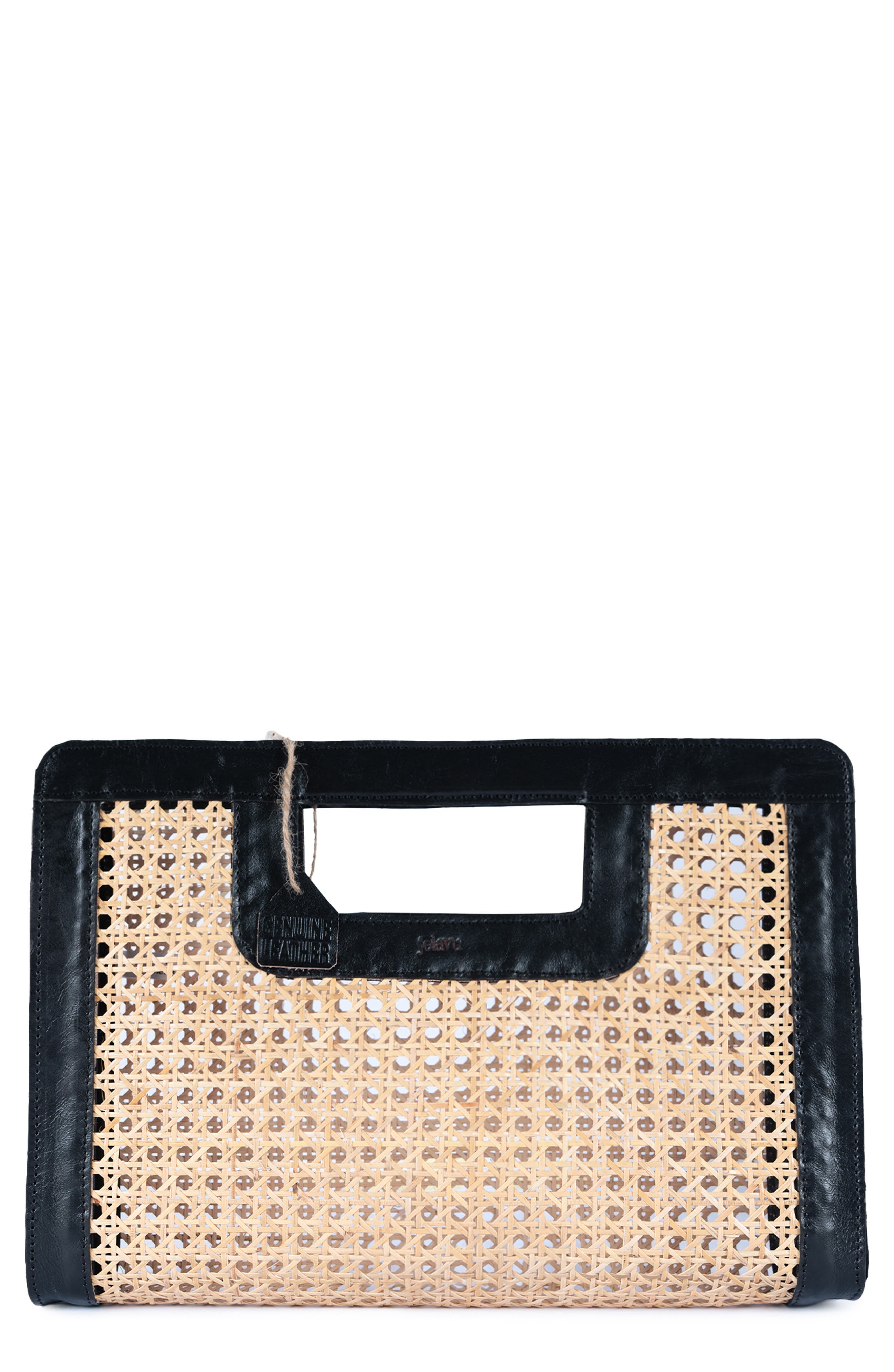 Jelavu Delmar Rattan & Leather Frame Clutch