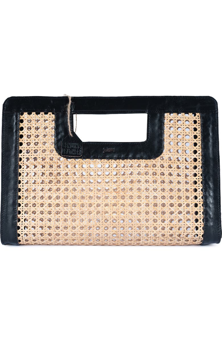 Jelavu Delmar Rattan & Leather Frame Clutch, Main, color,