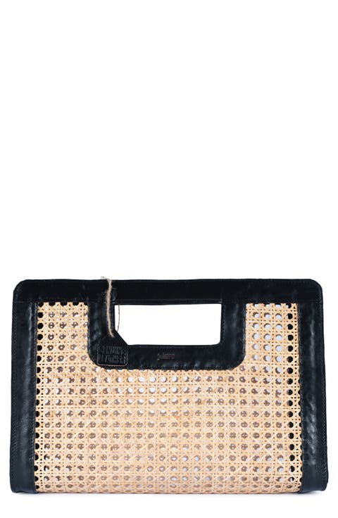 Delmar Rattan & Leather Frame Clutch