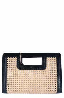 Jelavu Delmar Rattan & Leather Frame Clutch