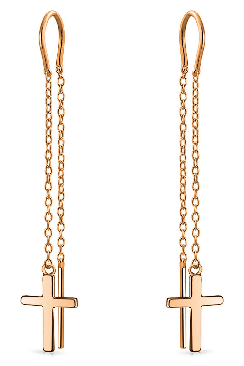 Cross Threader Drop Earrings, Main, color, PINK