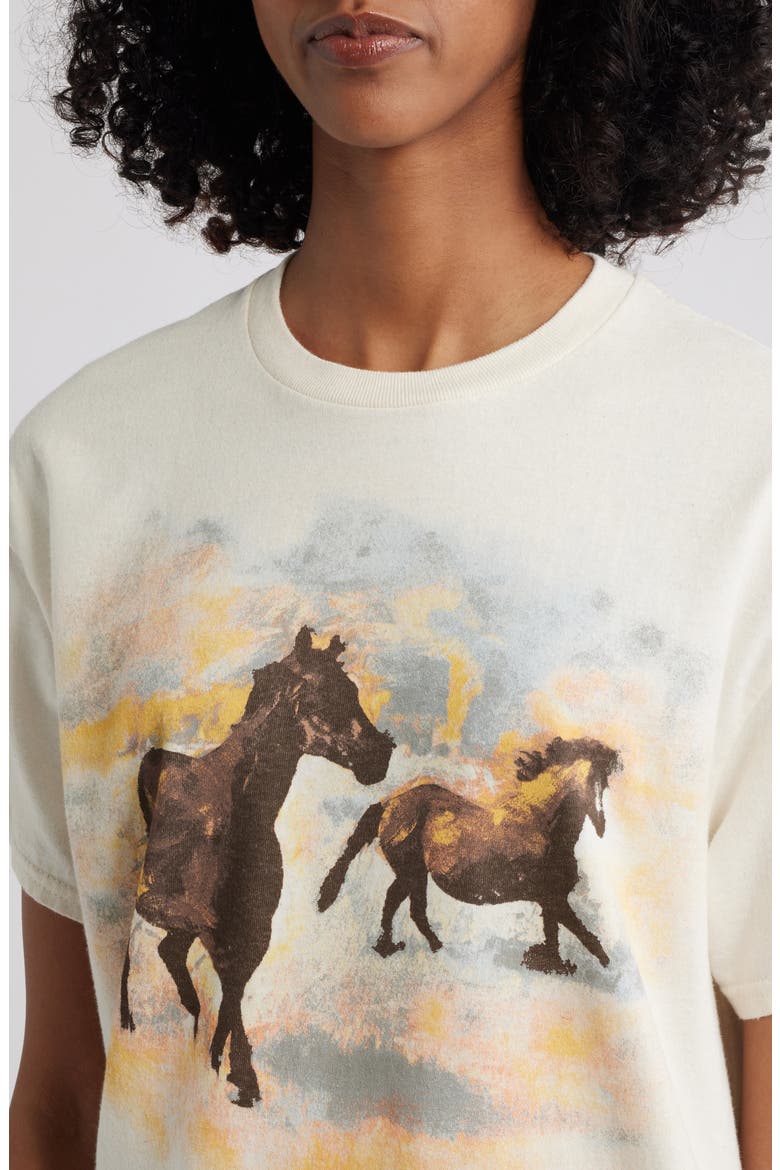 Horses Running Cotton Graphic T-Shirt, Alternate, color, MARSHMALLOW