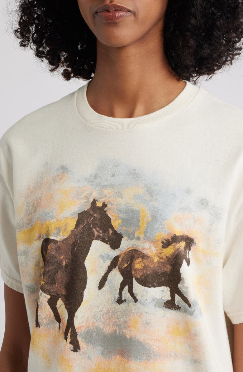 Vinyl Icons Horses Running Cotton Graphic T-Shirt, Alternate, color, Marshmallow
