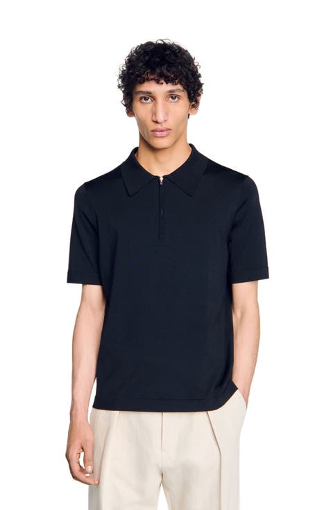 Knitted polo with zip collar