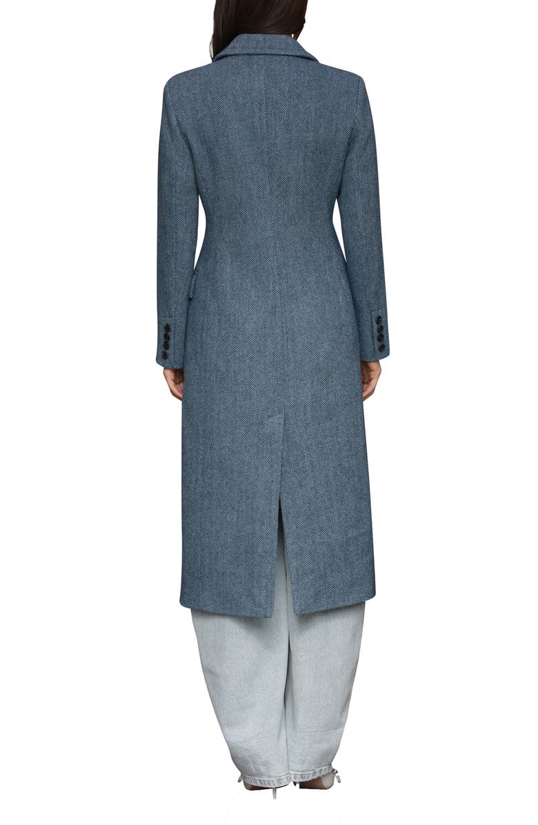 Avec Les Filles Strong Shoulder Double Breasted Herringbone Coat, Alternate, color, Capri Blue Chevron
