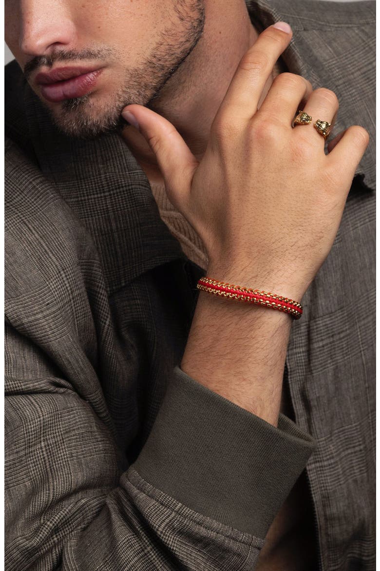 Red Woven Box Chain Bracelet, Alternate, color, Red / Gold