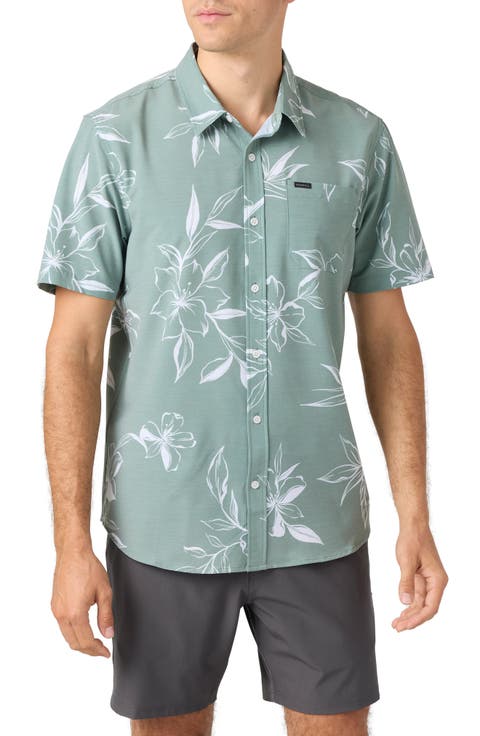 TRVLR UPF Traverse Floral Short Sleeve Performance Button-Up Shirt