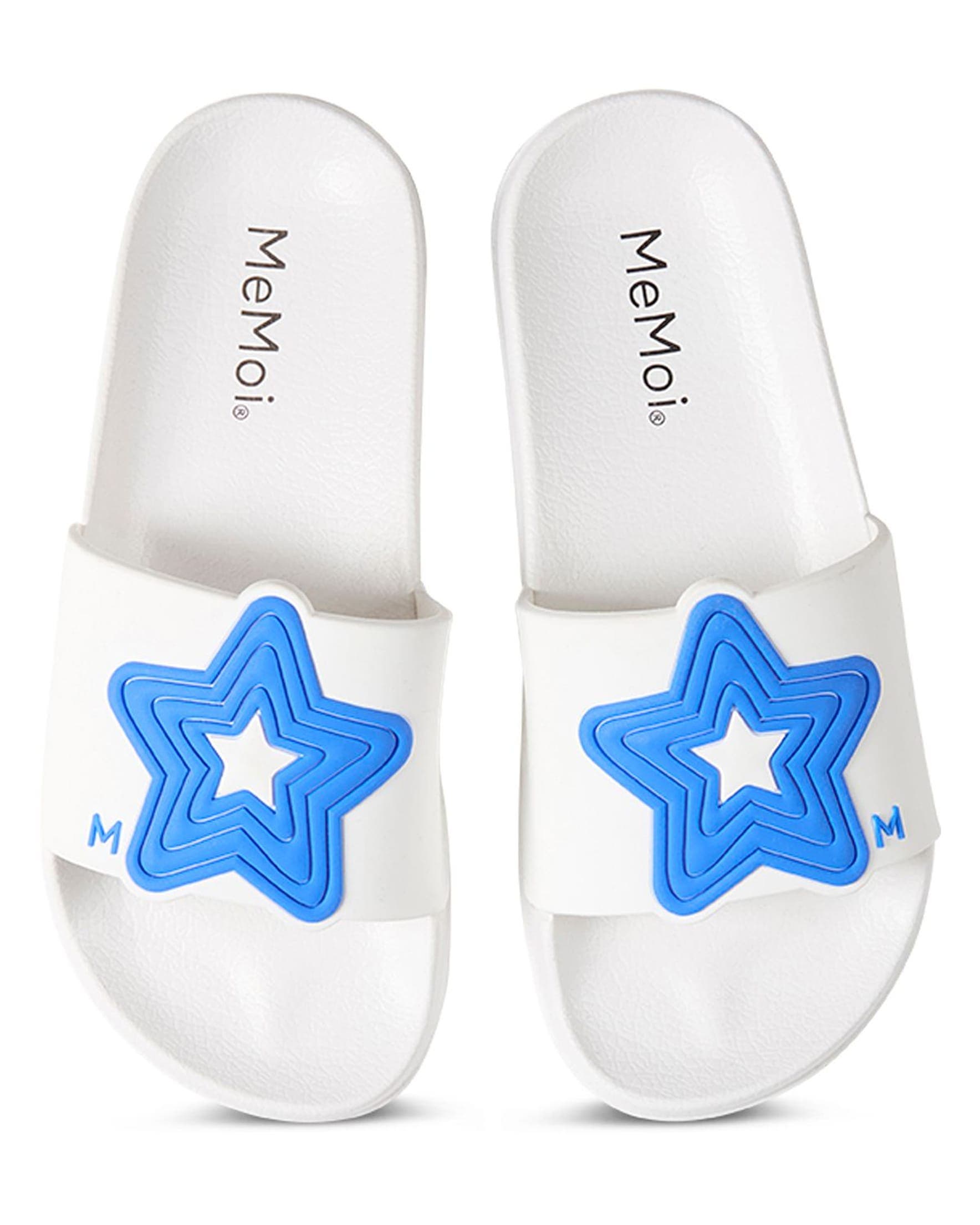 Kids' Unisex 3D-Star Slip-On Sandal Slide, Alternate, color, White-Blue