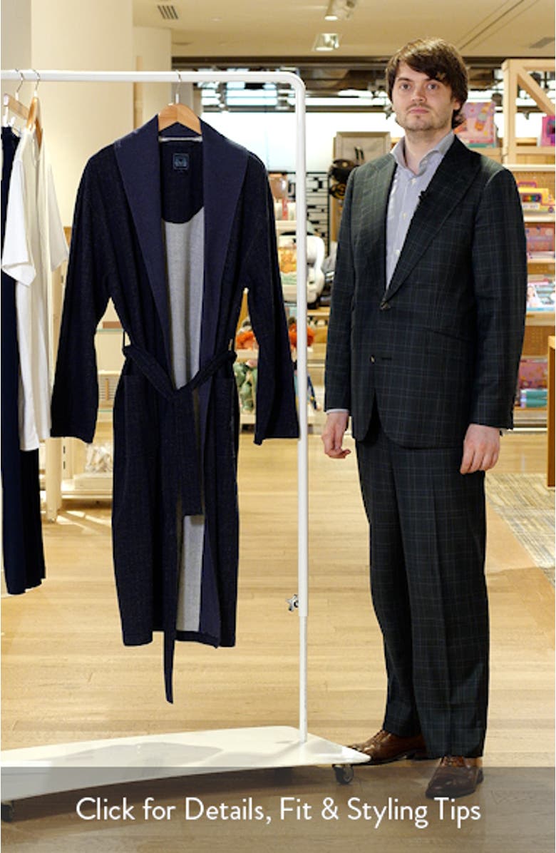 Shawl Collar Cotton Blend Herringbone Robe, sales video thumbnail