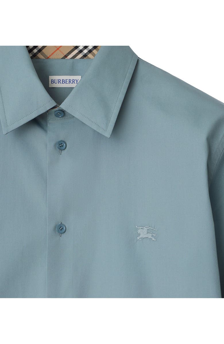 Burberry EKD Embroidered Cotton Poplin Button-Up Shirt, Alternate, color, Index
