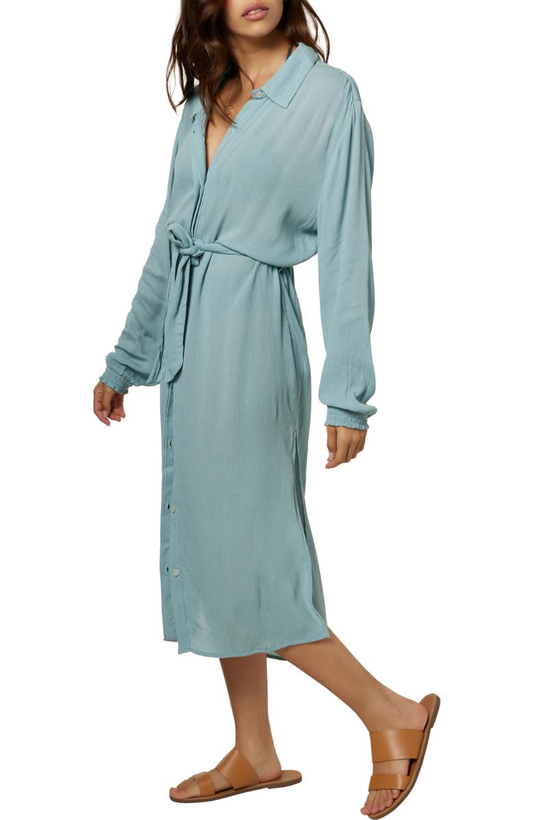 O'Neill Dockside Long Sleeve Cover-Up Shirtdress, Alternate, color, 