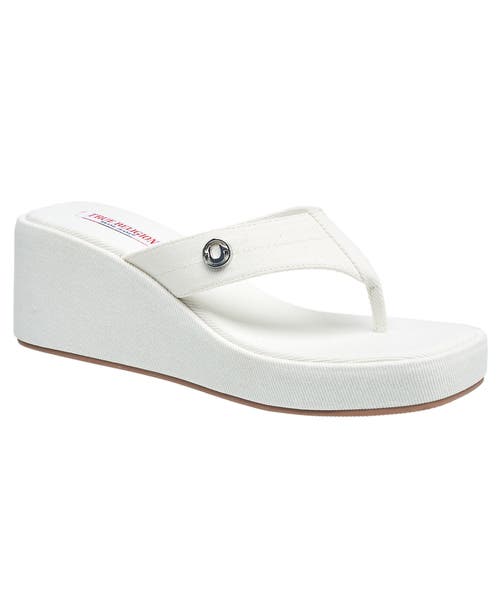 True Religion Latto Slip On Wedge Sandal In White