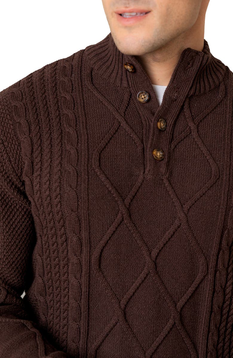 Hope & Henry Organic Mock Neck Cable Sweater, Alternate, color, Chocolate Heather