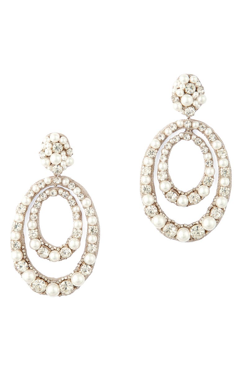 Deepa Gurnani Spencer Faux Pearl Drop Earrings, Main, color, Silver