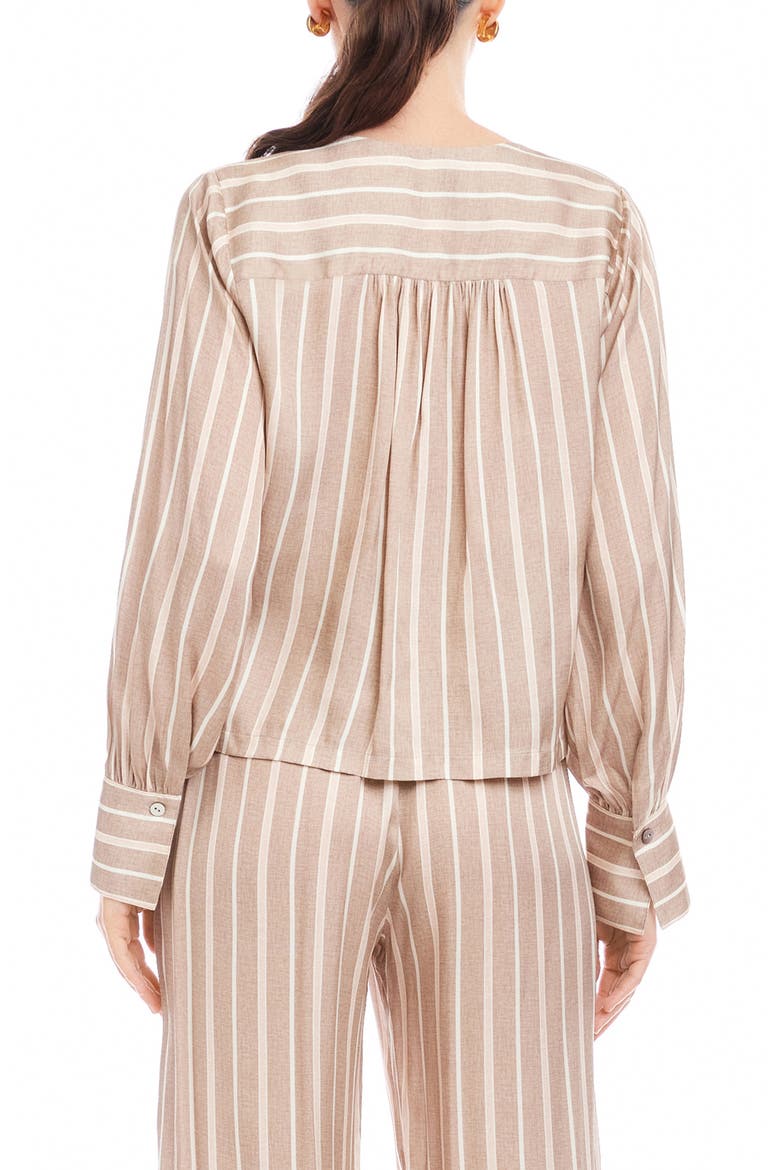 Kayla Stripe Tie Front Shirt, Alternate, color, KHAKI