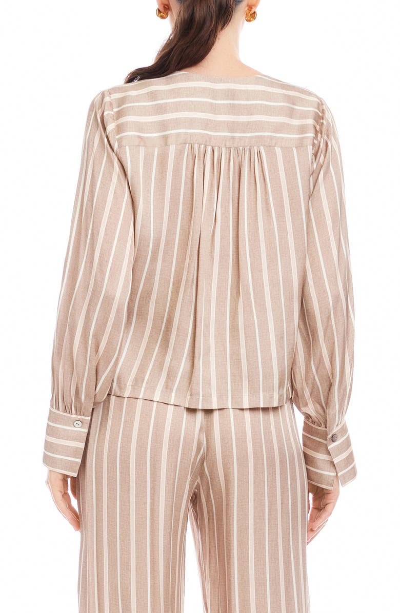 FIFTEEN TWENTY Kayla Stripe Tie Front Shirt, Alternate, color, Khaki