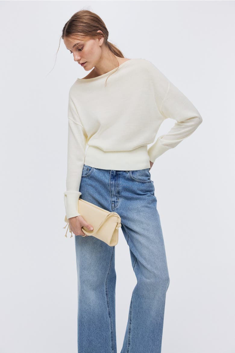 Fine-knit One-shoulder Top, Alternate, color, Cream